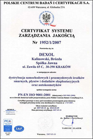 dexol iso 9001:2001