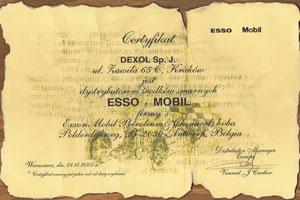 mobil dexol certyfikat dystrybutora 2005