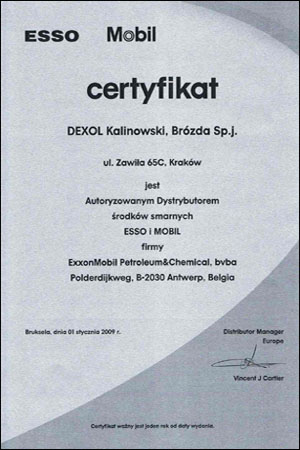dexol certyfikat dystrybutora mobil